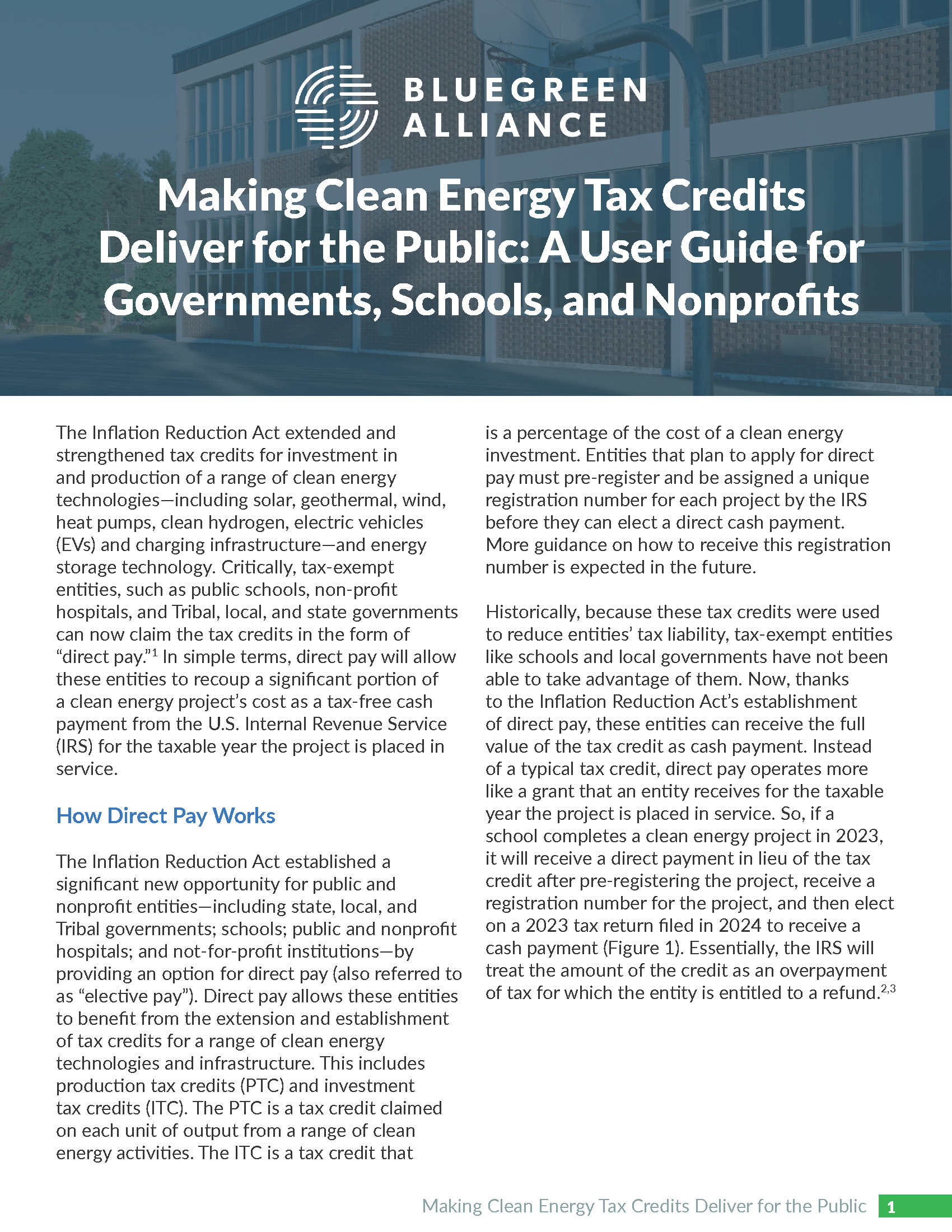 BlueGreen Alliance Making Clean Energy Tax Credits Deliver for the